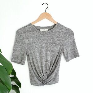 Aritzia - Wilfred Free Subah Tie Knot Knit Top Grey - Size XS